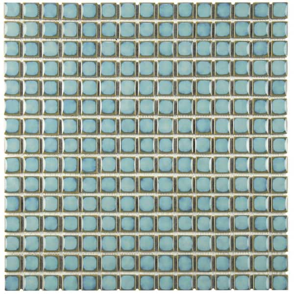 Merola Tile Hudson Edge Marine 6 in. x 6 in. Porcelain Mosaic Take Home Tile Sample
