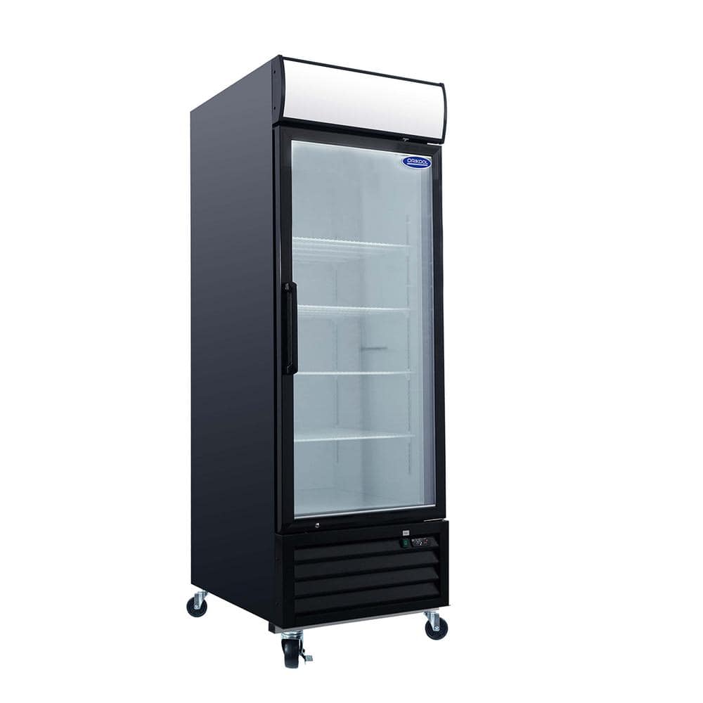 27 in. 19.3 cu. ft. Commercial Upright Merchandiser Refrigerator in Black with Tempered Glass Door and LED Top Panel