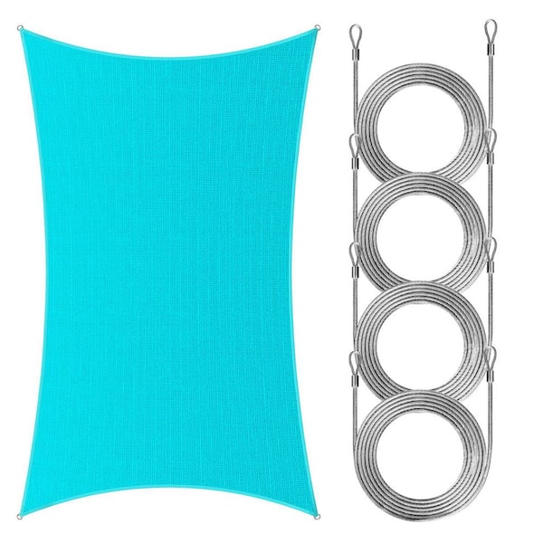 8 ft. x 10 ft. Rectangle Sun Shade Sail with Rope-Turquoise