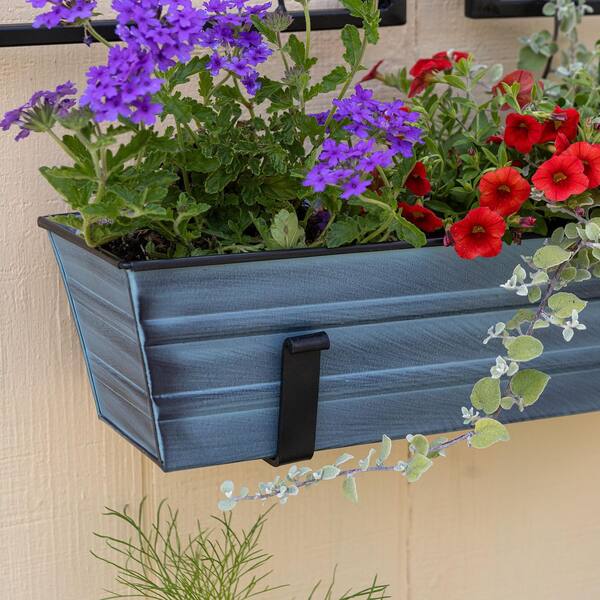 ACHLA DESIGNS Small Galvanized Steel Flower Box Planter With Wall