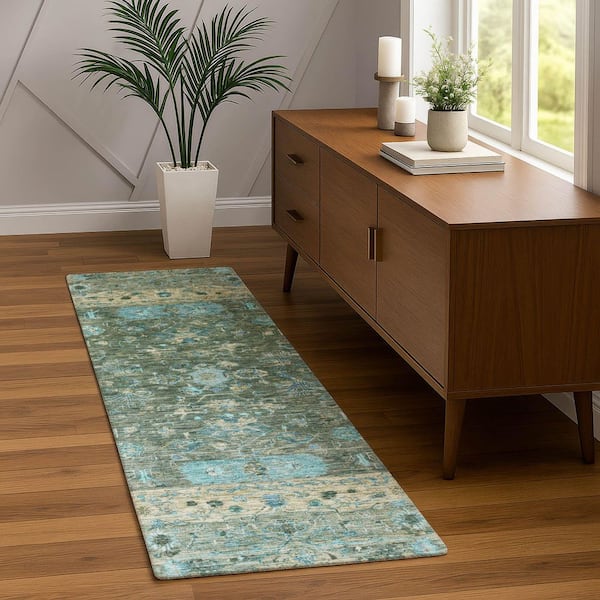 Chantille Machine Washable Indoor/Outdoor Abstract ACN2323 Sage 2 ft. 3 in. x 7 ft. 6 in. Runner Rug