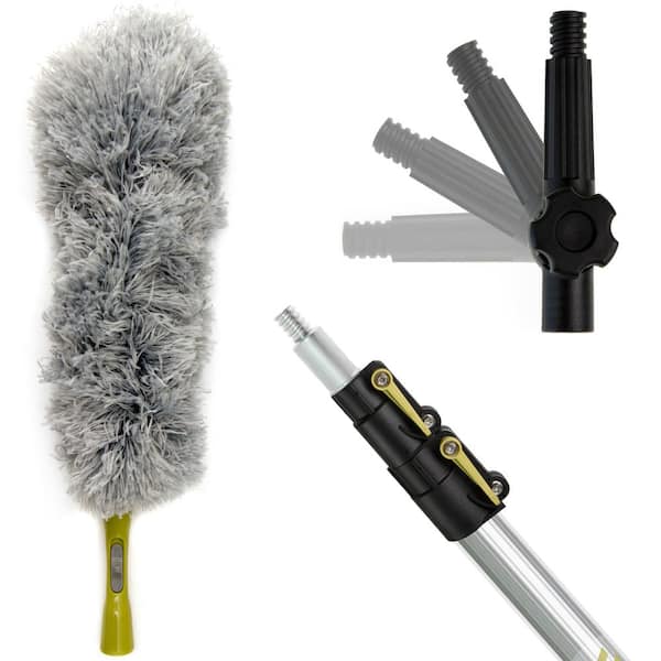 DocaPole 5 ft. to 12 ft. Extension Pole Plus Microfiber Feather Duster High Reach Telescopic Dusting Kit for High Ceilings
