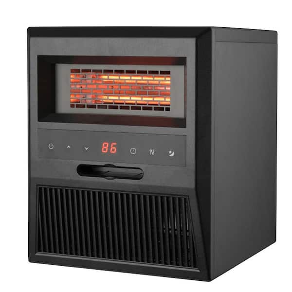 1500-Watt 6-Elements, Compact Portable Electric Quartz Infrared Radiant Space Heater, Remote, Timer, Easy Roll Casters