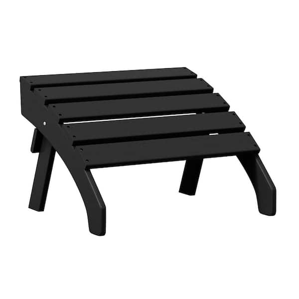 WESTIN OUTDOOR Altura Black Plastic Outdoor Patio Weather Proof Folding Ottoman for Adirondack Chair