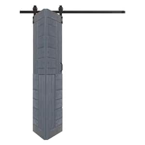 S Style 42in. x 84in. (21"x 84"x 2Panels) Dark Gray Solid Wood Bi-Fold Barn Door With Hardware Kit - Assembly Needed