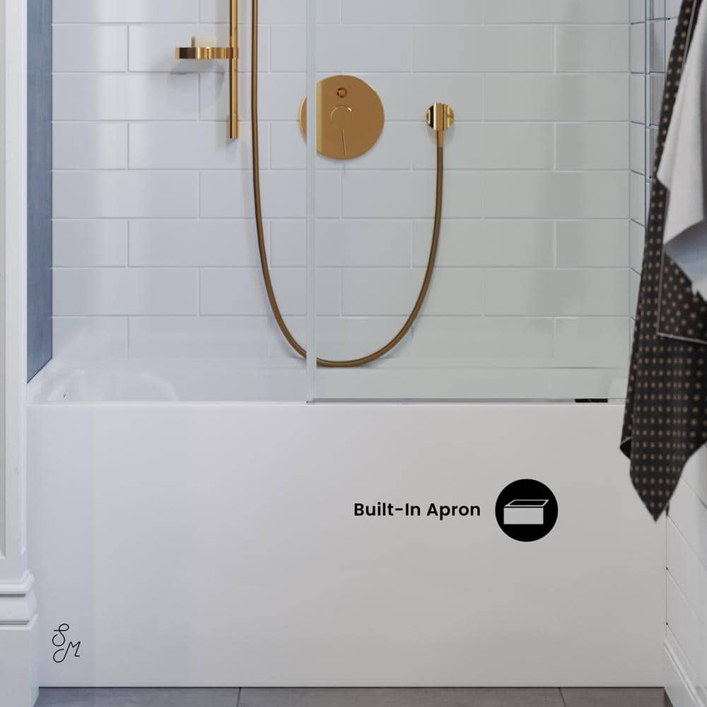 32" White Acrylic Alcove Bathtub with Apron
