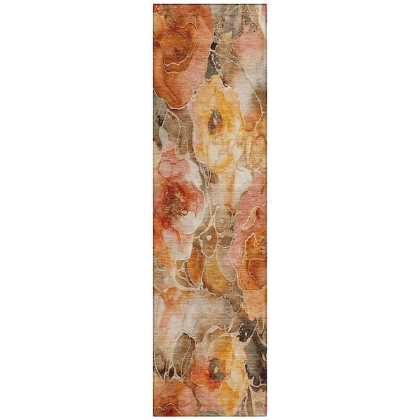 Chantille Machine Washable Indoor/Outdoor Abstract ACN1859 Orange 2 ft. 3 in. x 7 ft. 6 in. Runner Rug