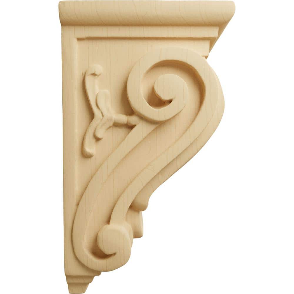 Hand-Carved Alder Wood Classical Corbel, 18" Height