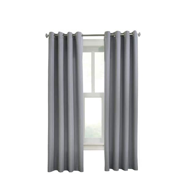Habitat Margaret Grey Polyester Textured 52 in. W x 63 in. L Grommet Indoor Light Filtering Curtain (Single-Panel)