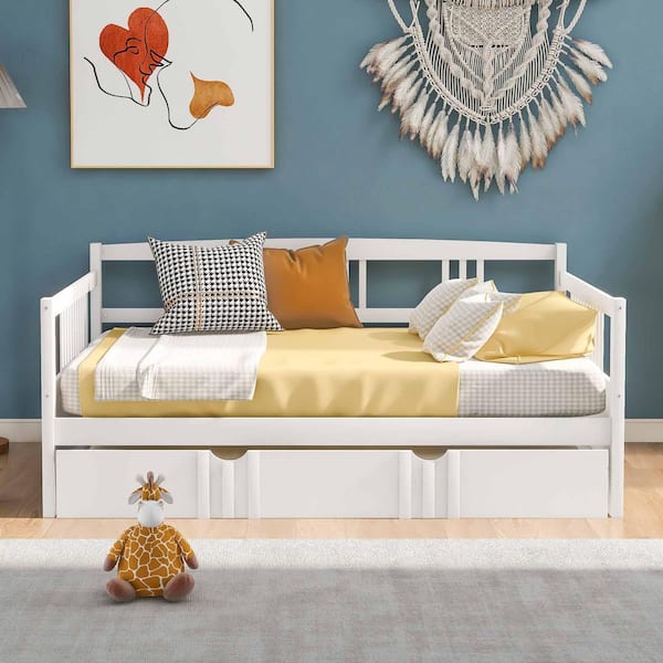 White Full Daybed with Twin Size Trundle