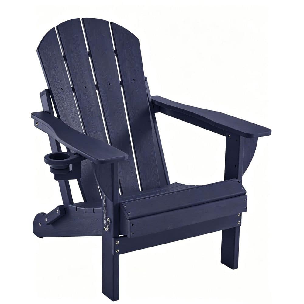 Folding Adirondack Chair, Weather Resistant, Plastic Chair with Cup Holder for Porch Garden Backyard Deck in Blue price history on PriceWatchPro