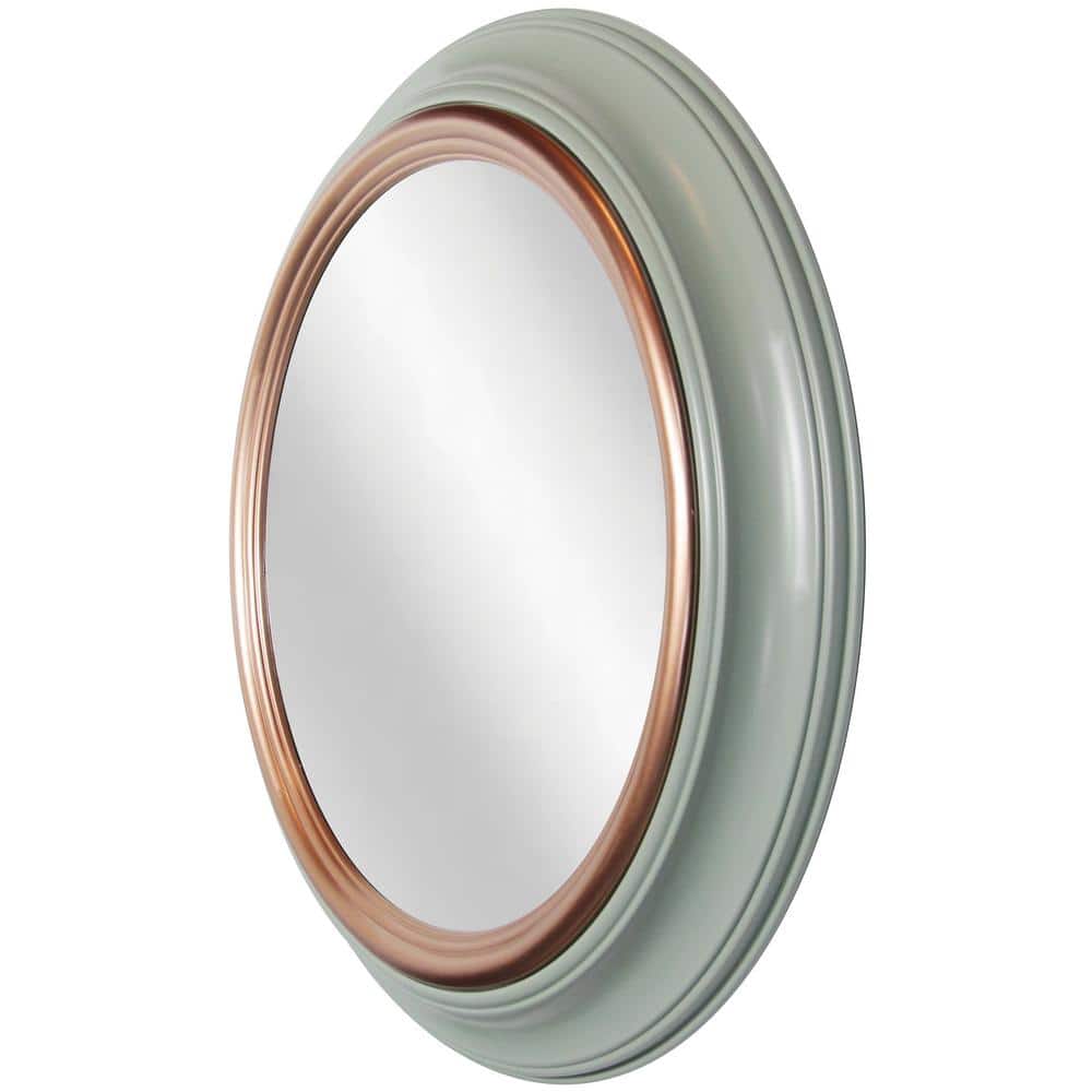 Ornate Sage Green and Gold Round 24-Inch Wall Mirror