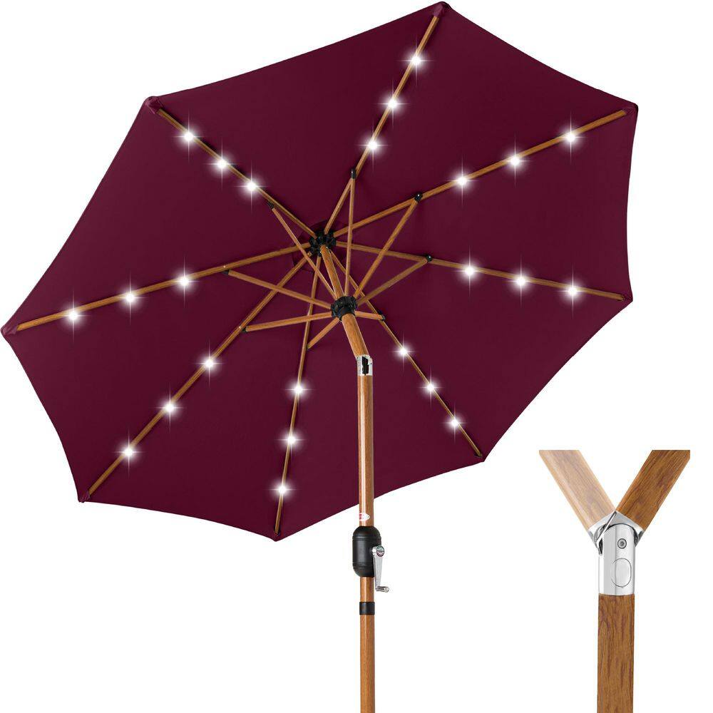 10 ft. Solar LED Lighted Tilt Patio Umbrella with UV-Resistant Fabric in Burgundy price history on PriceWatchPro