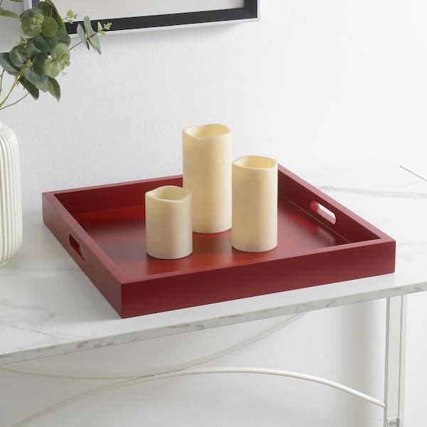 Convenience Concepts Palm Beach 16.75 in. W x 2 in. H x 16.75 in. D Square Red MDF Serving Tray