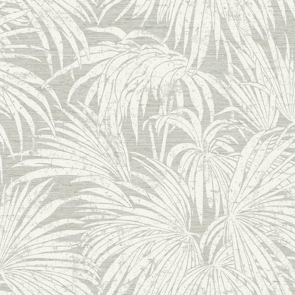 Neutral Grey Cassava Palm Vinyl Peel & Stick Wallpaper