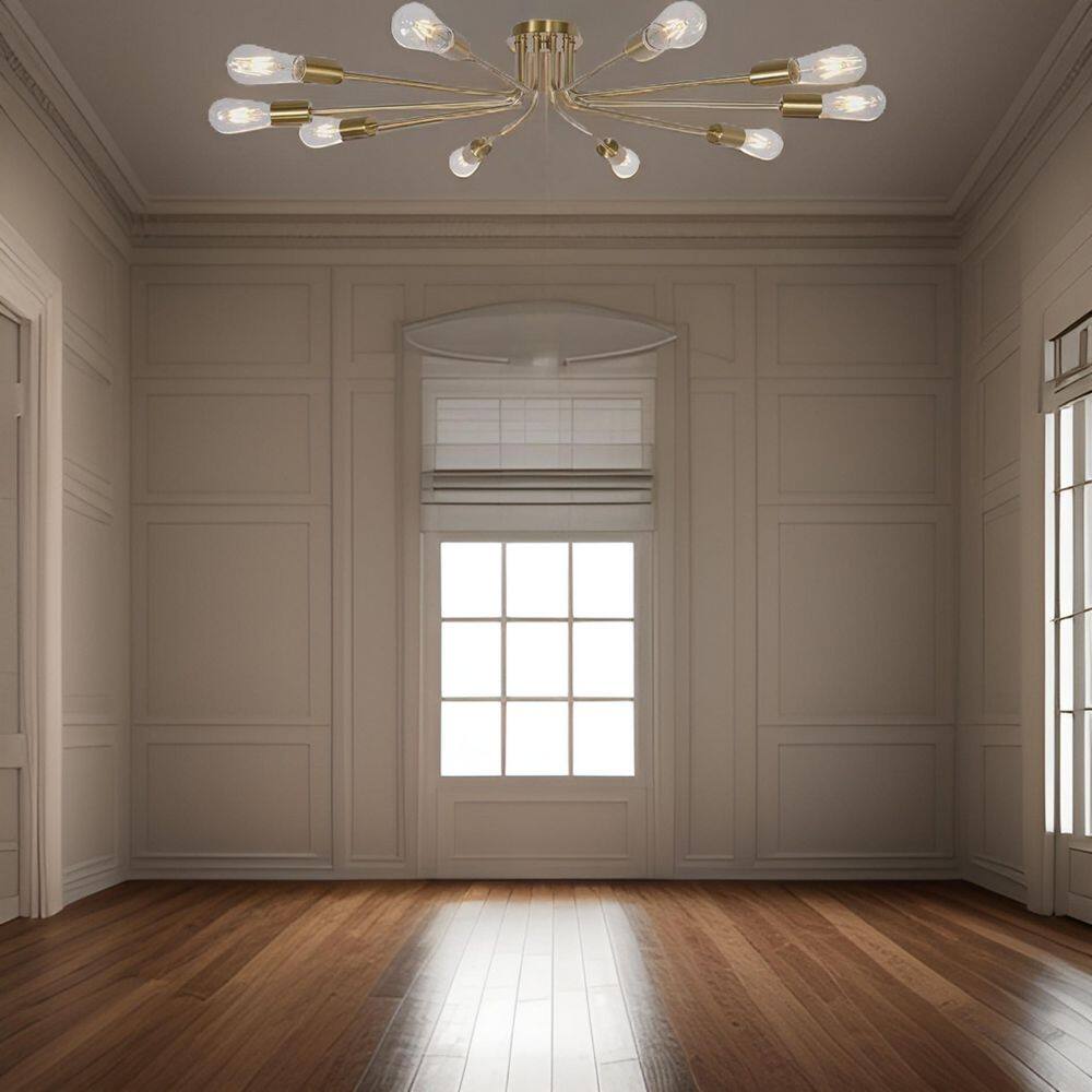 10-Light Brushed Gold Sputnik Chandelier Ceiling Light Semi Flush Mount Light Ceiling Lamp price history on PriceWatchPro