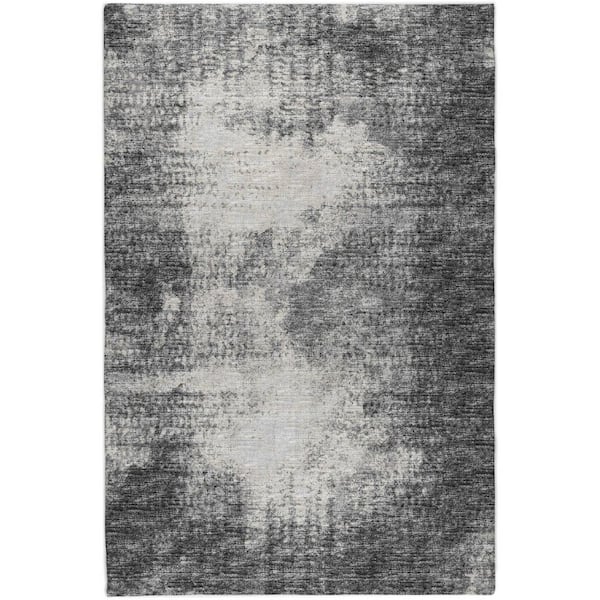 Dream Shag Premium Machine Washable Abstract ADS34 Black 9 ft. x 12 ft. Area Rug