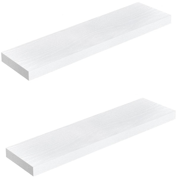 Cubilan 35.4 in. W x 9.3 in. D White Decorative Wall Shelf, Set of 2