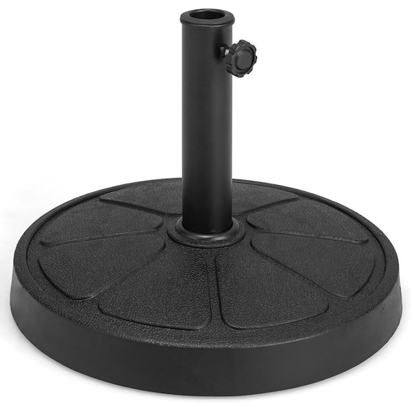 ATENGNES 31 lbs. Round Resin Heavy Duty Resin Base Stand for 1.5 in. or 1.9 in. Umbrella Poles Patio Umbrella Base 18 in . Black
