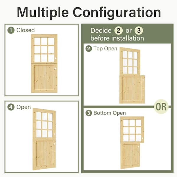 ARK DESIGN 36 in. x 80 in. Solid Pine Universal 9-Lite Clear Glass