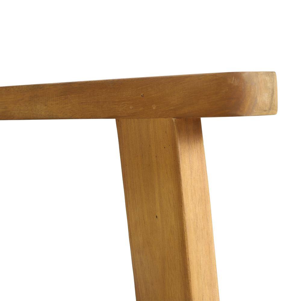 Set of 2 Teak and Dark Gray Rope Outdoor Dining Chairs