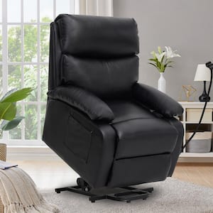 Everglade 28.7 in. W Faux Leather Power Lift Recliner in Black, for Elderly Assistance