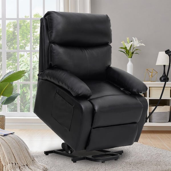 Chizzyseat Everglade 28.7 in. W Faux Leather Power Lift Recliner in Black, for Elderly Assistance