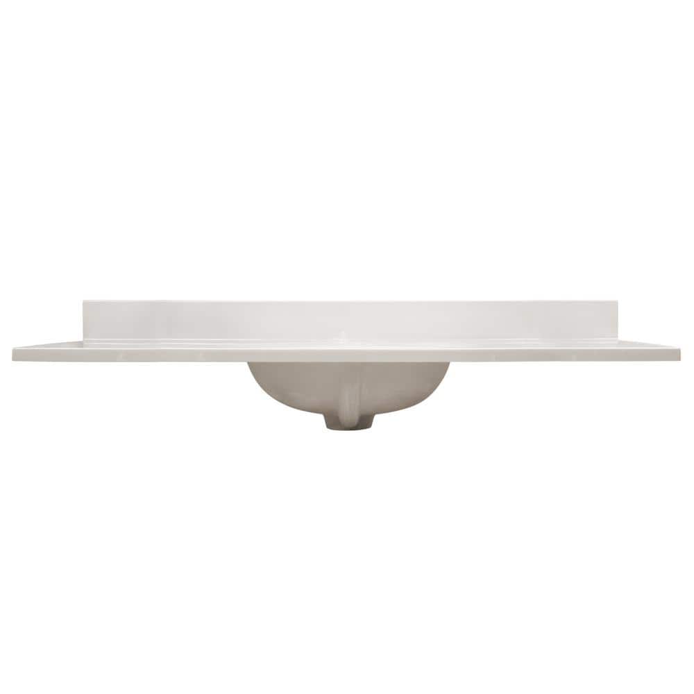 49-Inch White Cultured Marble Vanity Top with Backsplash