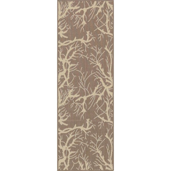 Unique Loom Outdoor Branch Brown 2' 0 x 6' 0 Runner Rug