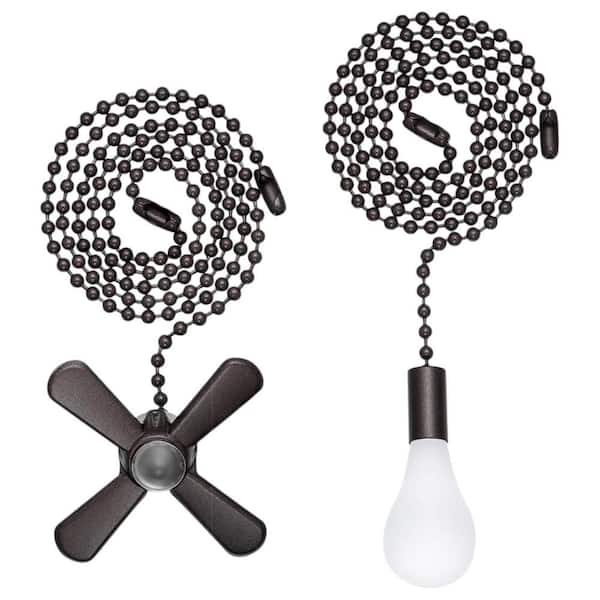24 Inch ORB Ceiling Fan Pull Chains with Decorative Frosted Glass Bulb and Fan Cord Connector 2-Pack