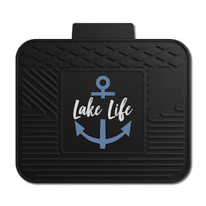 14 in. x 17 in. Lake Life Black Mat with Blue Anchor Back Seat Car Utility Mat