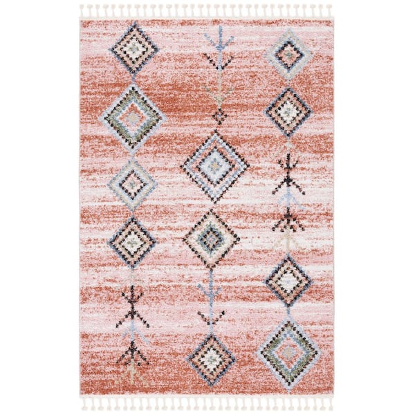 Chapel 4 ft. x 6 ft. Pink/Turquoise Diamond Running Striped Area Rug