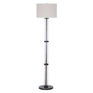 64.25 in. Clear Glass Bronze Finish Contemporary Floor Lamp and LED Bulb
