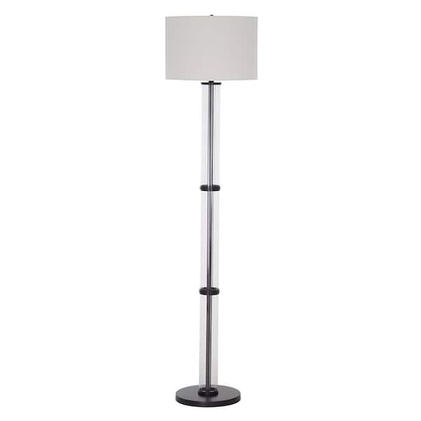 Cresswell 64.25 in. Clear Glass Bronze Finish Contemporary Floor Lamp and LED Bulb