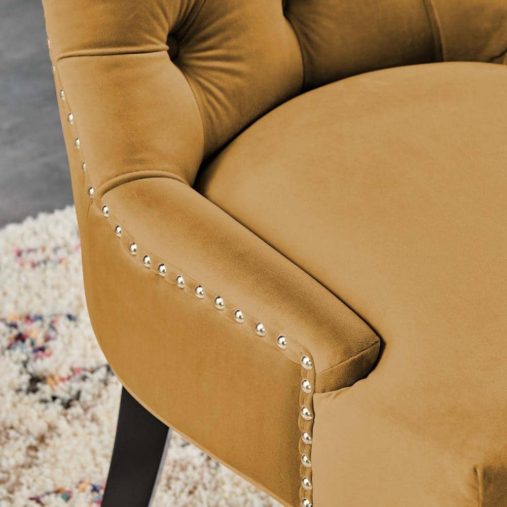 Cognac Velvet Tufted Upholstered Parsons Side Chair Set