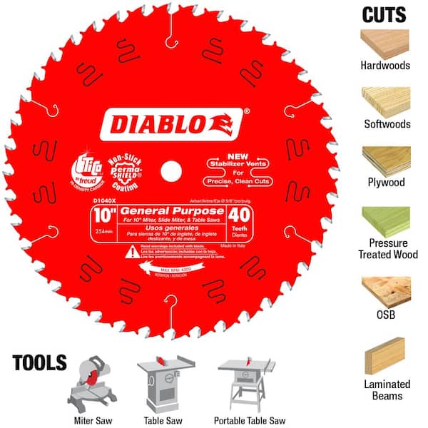 10 in. x 40-Tooth General Purpose Saw Blade (2-Pack) 10 in. x 40-Tooth General Purpose Saw Blade (2-Pack)