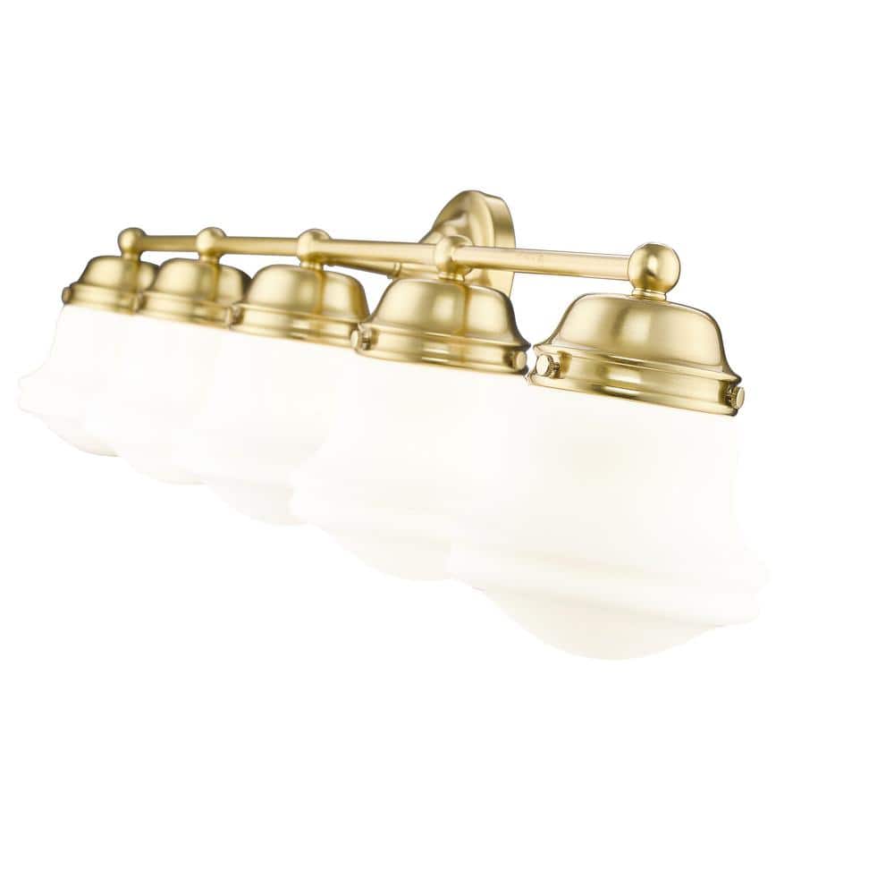 Luxe Gold 5-Light Vanity with Matte Opal Glass