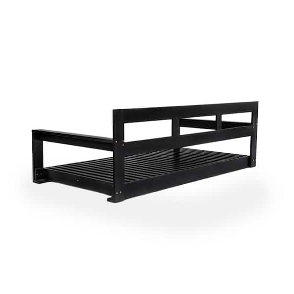 TOPMAX Black Wood Twin Size Outdoor Garden Patio Porch Swing