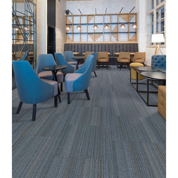 Kaden - Briggs - Blue Commercial/Residential 24 x 24 in. Glue-Down Carpet Tile Square (72 sq. ft.)