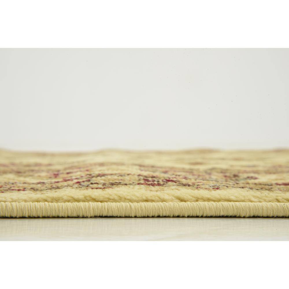 Elegant Ivory Floral 5' x 8' Easy-Care Synthetic Rug