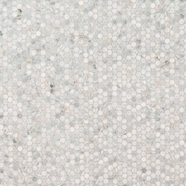 MSI Capri Blue Round 12.44 in. x 11.7 in. x 10mm Honed Marble Mosaic