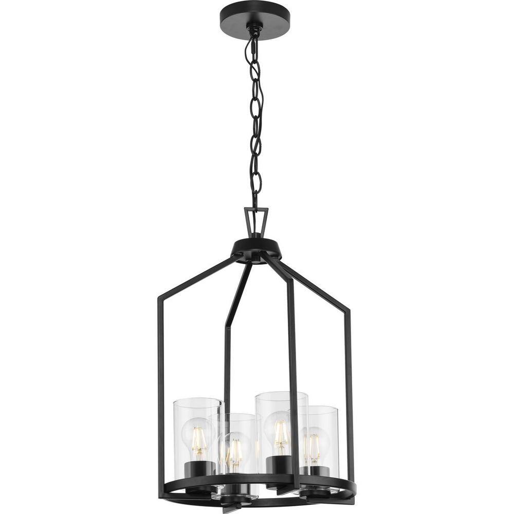 Goodwin Matte Black Glass and Nickel 4-Light Pendant