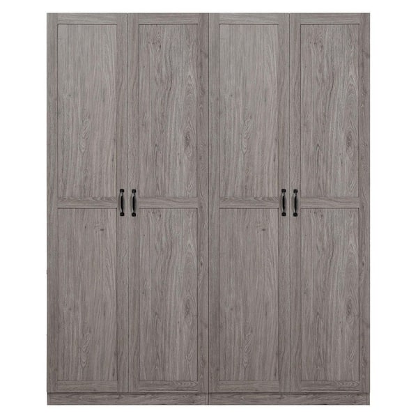 Cornelia Grey 71.11 in. 2-Piece Modern Accent Storage Closet Set with 14 Adjustable Shelves