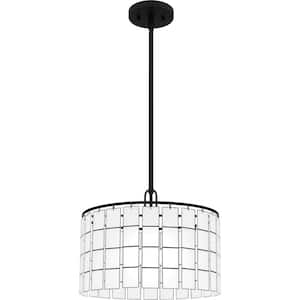 Camden 1-Light Matte Black Pendant with Frosted Bound Glass Shade