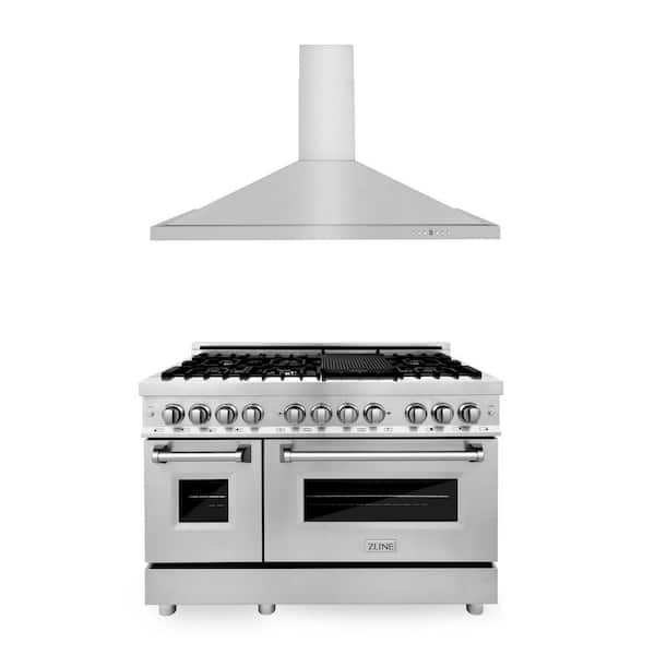 48 in. Kitchen Package with Stainless Steel Dual Fuel Range and Convertible Vent Range Hood