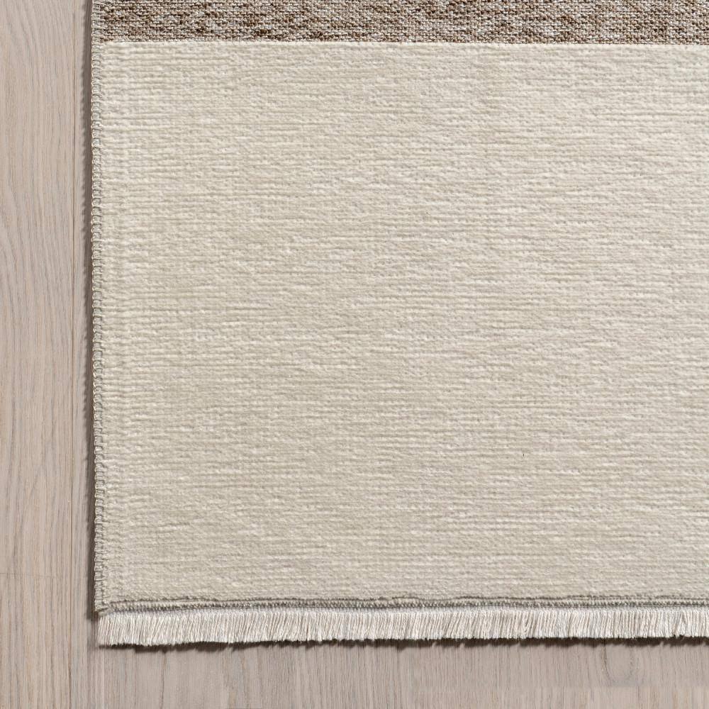 Sofya Beige Abstract Striped Reversible Machine Washable Area Rug