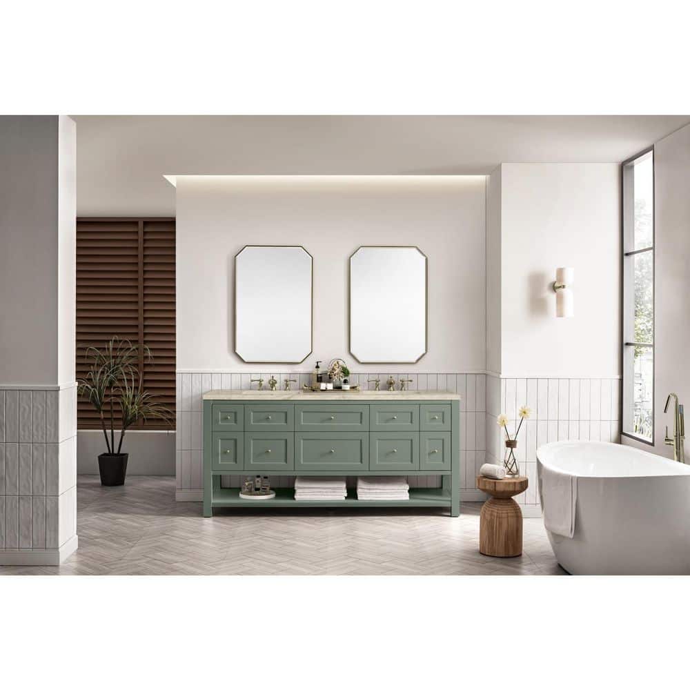 Breckenridge 72.0 in. Double Bath Vanity in Smokey Celadon with Tajnar Engineered Composite Top price history on PriceWatchPro
