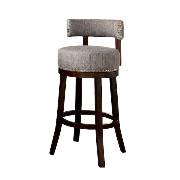 Benjara Lynsey 34 in. H Light Gray Contemporary Bar Stool with Linen Cushion (Set of 2)