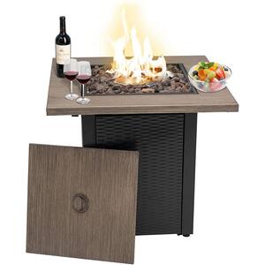 28 in. Square 48000 BTU Outdoor Propane Gas Stainless Steel Fire Pit Table Coffee Table