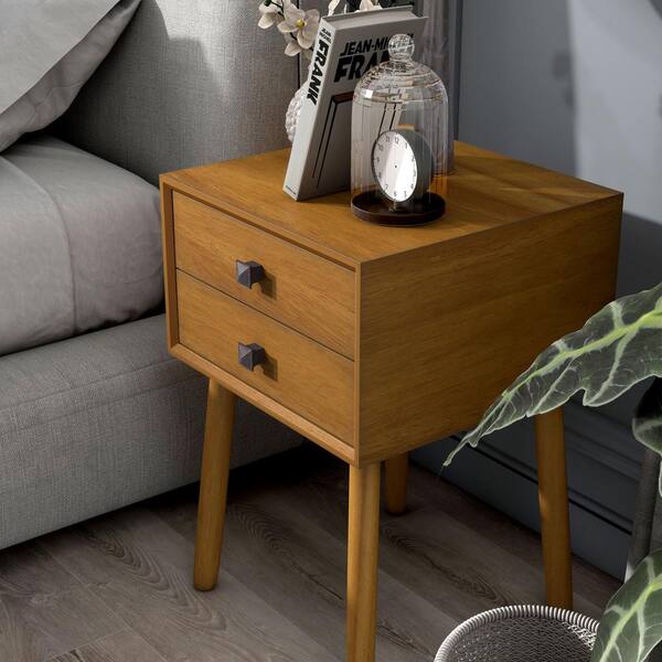 Furniture of America 2 Drawer Fioti Light Oak Nightstand 15.75 in. W IDF AC408A